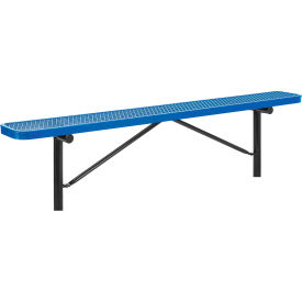 Global Industrial 277157IBL Global Industrial™ 8 Outdoor Steel Flat Bench, Expanded Metal, In Ground Mount, Blue image.
