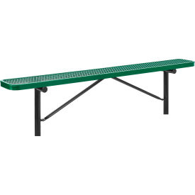 Global Industrial 8' Outdoor Steel Flat Bench, Expanded Metal, In Ground Mount, Green