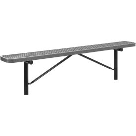 Global Industrial 277157IGY Global Industrial™ 8 Outdoor Steel Flat Bench, Expanded Metal, In Ground Mount, Gray image.