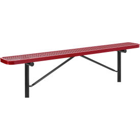 Global Industrial 277157IRD Global Industrial™ 8 Outdoor Steel Flat Bench, Expanded Metal, In Ground Mount, Red image.