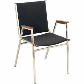 Kfi 411CH-1504 BLACK FABRIC KFI Stack Chair With Arms - Fabric -1" thick Seat Black Fabric image.