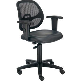Global Industrial 277436V Interion® Mesh Office Chair With Mid Back & Adjustable Arms, Vinyl, Black image.