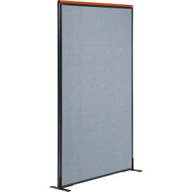 Global Industrial 695792FBL Interion® Deluxe Freestanding Office Partition Panel, 36-1/4"W x 97-1/2"H, Blue image.