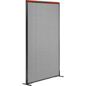 Global Industrial 695792FGY Interion® Deluxe Freestanding Office Partition Panel, 36-1/4"W x 97-1/2"H, Gray image.