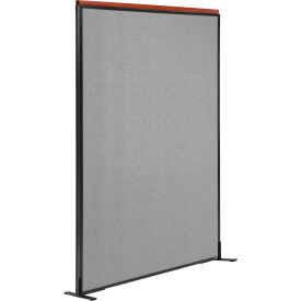 Global Industrial 695793FGY Interion® Deluxe Freestanding Office Partition Panel, 48-1/4"W x 97-1/2"H, Gray image.