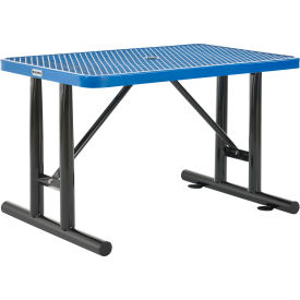 Global Industrial 277550BL Global Industrial™ 4 Rectangular Steel Picnic Table, Expanded Metal, Blue image.