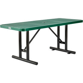 Global Industrial 277560GN Global Industrial™ 6 Rectangular Steel Picnic Table, Expanded Metal, Green image.