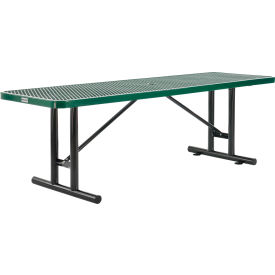 Global Industrial 277570GN Global Industrial™ 8 Rectangular Steel Picnic Table, Expanded Metal, Green image.