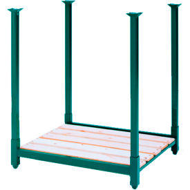 Steel King 282291 Steel King® Portable Stack Rack, Wood Deck, 48"W X 42"D X 36"H, Green image.