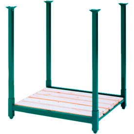 Steel King 282292 Steel King® Portable Stack Rack, Wood Deck, 48"W X 48"D X 36"H, Green image.