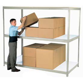 Global Industrial 504668GY Global Industrial™ Additional Shelf, Double Rivet, Melamine Deck, 96"W x 24"D, Gray image.
