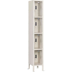 Global Industrial 4-Tier 4 Door Clear View Locker Digital Lock 12"Wx12"Dx78"H Tan Unassembled 