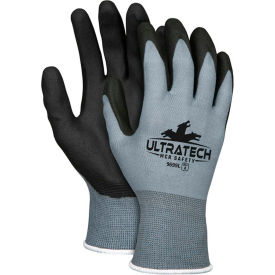 MCR Safety 9699XXL MCR Safety UltraTech Work Gloves 15 Gauge Gray Nylon Shell Black HPT Palm and Fingertips, XXL image.