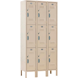 Global Industrial 290602 Global Industrial™ Capital® 3-Tier 9 Door Locker, 36"W x 15"D x 78"H, Tan, Unassembled image.