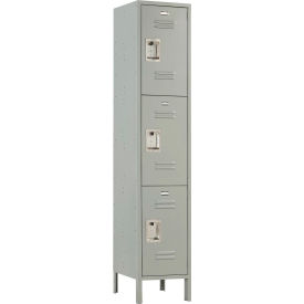 Global Industrial 290610 Global Industrial™ Infinity® 3-Tier 3 Door Locker, 15"W x 15"D x 78"H, Gray, Unassembled image.