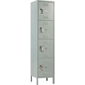 Global Industrial 290613 Global Industrial™ Infinity® 4-Tier 4 Door Locker, 18"W x 18"D x 78"H, Gray, Unassembled image.