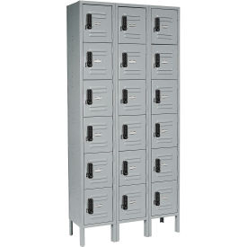 Global Industrial™ 6-Tier 18 Door Digital Locker 36""W x 12""D x 78""H Gray Assembled