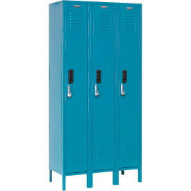 Global Industrial™ 1-Tier 3 Door Digital Locker 36""W x 12""D x 66""H Blue Unassembled