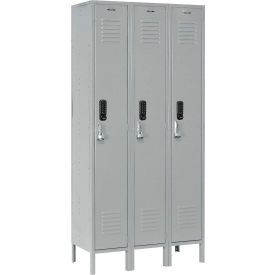 Global Industrial™ 1-Tier 3 Door Digital Locker 36""W x 12""D x 66""H Gray Assembled