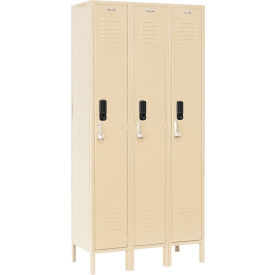 Global Industrial™ 1-Tier 3 Door Digital Locker 36""W x 12""D x 66""H Tan Assembled