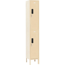 Global Industrial™ 2-Tier 2 Door Digital Locker 12""W x 15""D x 78""H Tan Assembled