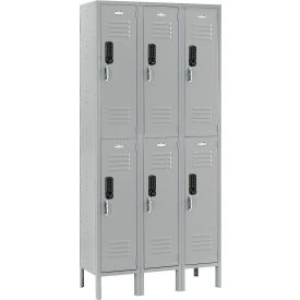 Global Industrial™ 2-Tier 6 Door Digital Locker 36""W x 15""D x 78""H Gray Assembled