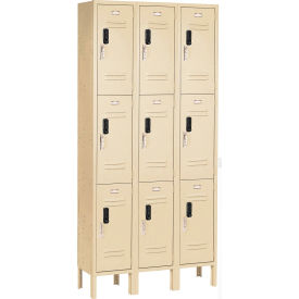 Global Industrial™ 3-Tier 9 Door Digital Locker 36""W x 15""D x 78""H Tan Assembled