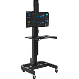 Global Industrial Orbit Mobile Height Adjustable Computer Cart with VESA Mount Black 