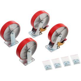 8" Polyurethane Caster Kit for Global Industrial™ Medium Duty Self Dumping Hoppers 