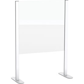 Global Industrial 298645 Global Industrial™ Cashier Shield 24"W X 24"H, With Racetrack Base, Silver image.