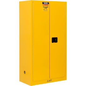 Global Industrial 298672 Global Industrial™ Flammable Cabinet w/ Manual Close Door, 2 Compartments, 34"W x 18"D x 65"H image.