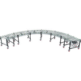 Global Industrial 298711 Global Industrial™ Powered Flexible Roller Conveyor, 9L - 19L, 24"W Steel Rollers image.