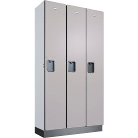 Global Industrial™ 1-Tier 3 Door Wood Locker 36""W x 15""D x 72""H Gray Unassembled