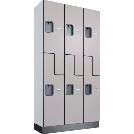 Global Industrial™ 2-Tier 6 Door Wood Locker 36""W x 15""D x 72""H Gray Unassembled