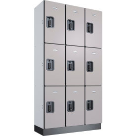 Global Industrial™ 3-Tier 9 Door Digital Wood Locker 36""W x 15""D x 72""H Gray Assembled