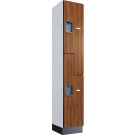 Global Industrial™ 2-Tier 2 Door Wood Locker 12""W x 15""D x 72""H Cherry Unassembled