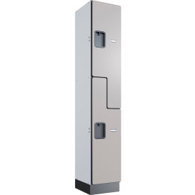 Global Industrial™ 2-Tier 2 Door Wood Locker 12""W x 15""D x 72""H Gray Unassembled