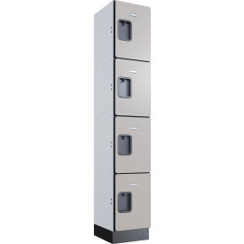 Global Industrial™ 4-Tier 4 Door Wood Locker 12""W x 15""D x 72""H Gray Unassembled