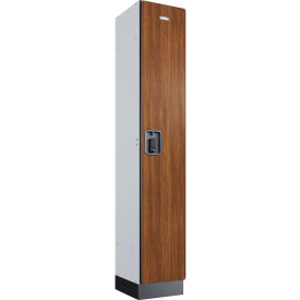 Global Industrial™ 1-Tier 1 Door Digital Wood Locker 12""W x 15""D x 72""H Cherry Assembled