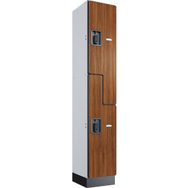 Global Industrial™ 2-Tier 2 Door Digital Wood Locker 12""W x 15""D x 72""H Cherry Assembled