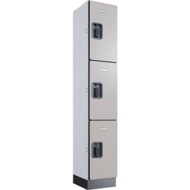 Global Industrial™ 3-Tier 3 Door Digital Wood Locker 12""W x 15""D x 72""H Gray Unassembled