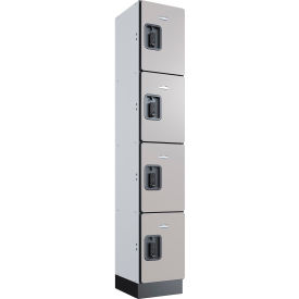 Global Industrial™ 4-Tier 4 Door Digital Wood Locker 12""W x 15""D x 72""H Gray Assembled