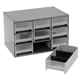 Akro-Mils 19909 Akro-Mils Steel Small Parts Storage Cabinet 19909 - 17"W x 11"D x 11"H w/ 9 Gray Drawers image.