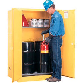 Justrite Safety Group 899060 Justrite® Drum Cabinet 60 Gal. Capacity Vertical Manual Close Flammable W/ Drum Rollers image.