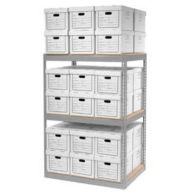 Global Industrial B2298000 Global Industrial™ Record Storage Open With Boxes 42"WX30"DX60"H - Gray image.