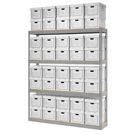Global Industrial B2297399 Global Industrial™ Record Storage Open With Boxes 72"W x 15"D x 84"H - Gray image.