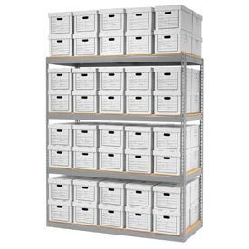 Global Industrial B2297398 Global Industrial™ Record Storage Open With Boxes 72"W x 30"D x 84"H - Gray image.