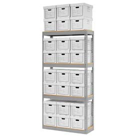 Global Industrial B2297397 Global Industrial™ Record Storage Open With Boxes 42"W x 15"D x 84"H - Gray image.
