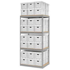 Global Industrial B2297396 Global Industrial™ Record Storage Open With Boxes 42"W x 30"D x 84"H - Gray image.