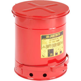 Justrite 10 Gallon Oily Waste Can, Red - 09300